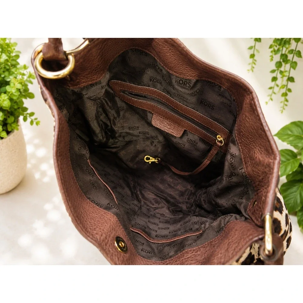 MK147 Michael Kors lepord print calf hair  hobo